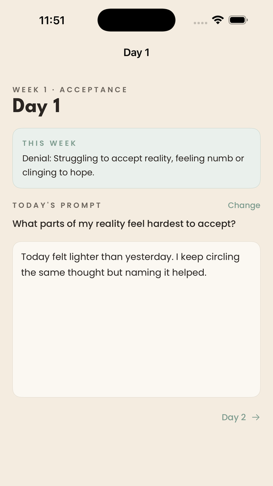 A daily journaling page with a prompt